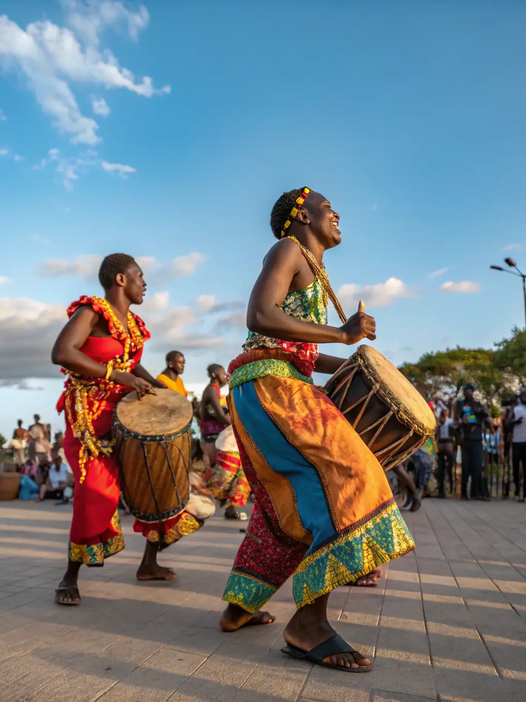 A photograph showcasing a traditional African dance performance during a CODEPI cultural festival, with performers in colorful costumes.