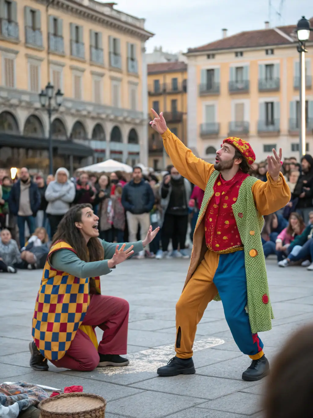 A photograph capturing a lively performance of a traditional play by CODEPI members in a local theater.